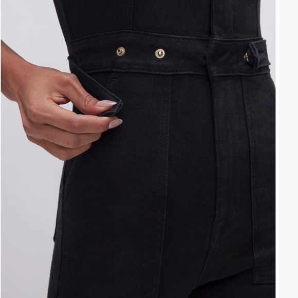 Good American Black Denim Jumpsuit Stretch NWT - Picture 4 of 11